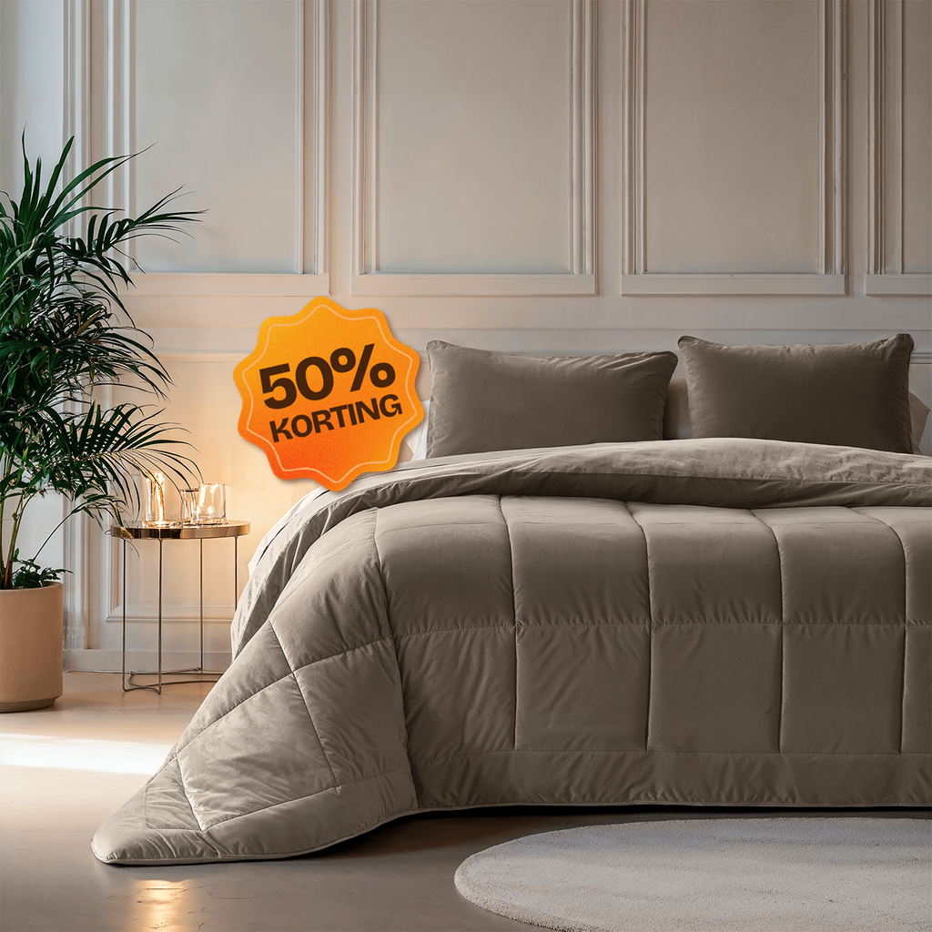 CloudSoft Velvet | Taupe/Bruin Dekbed en Overtrek in 1!