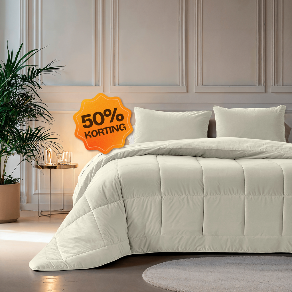CloudSoft Velvet | Beige Dekbed en Overtrek in 1!