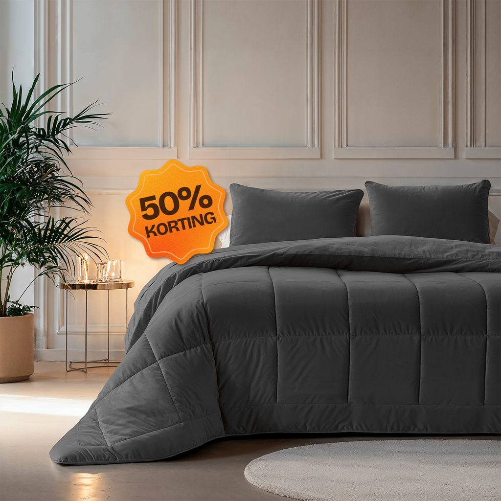 CloudSoft Velvet | Taupe/Grijs Dekbed en Overtrek in 1!