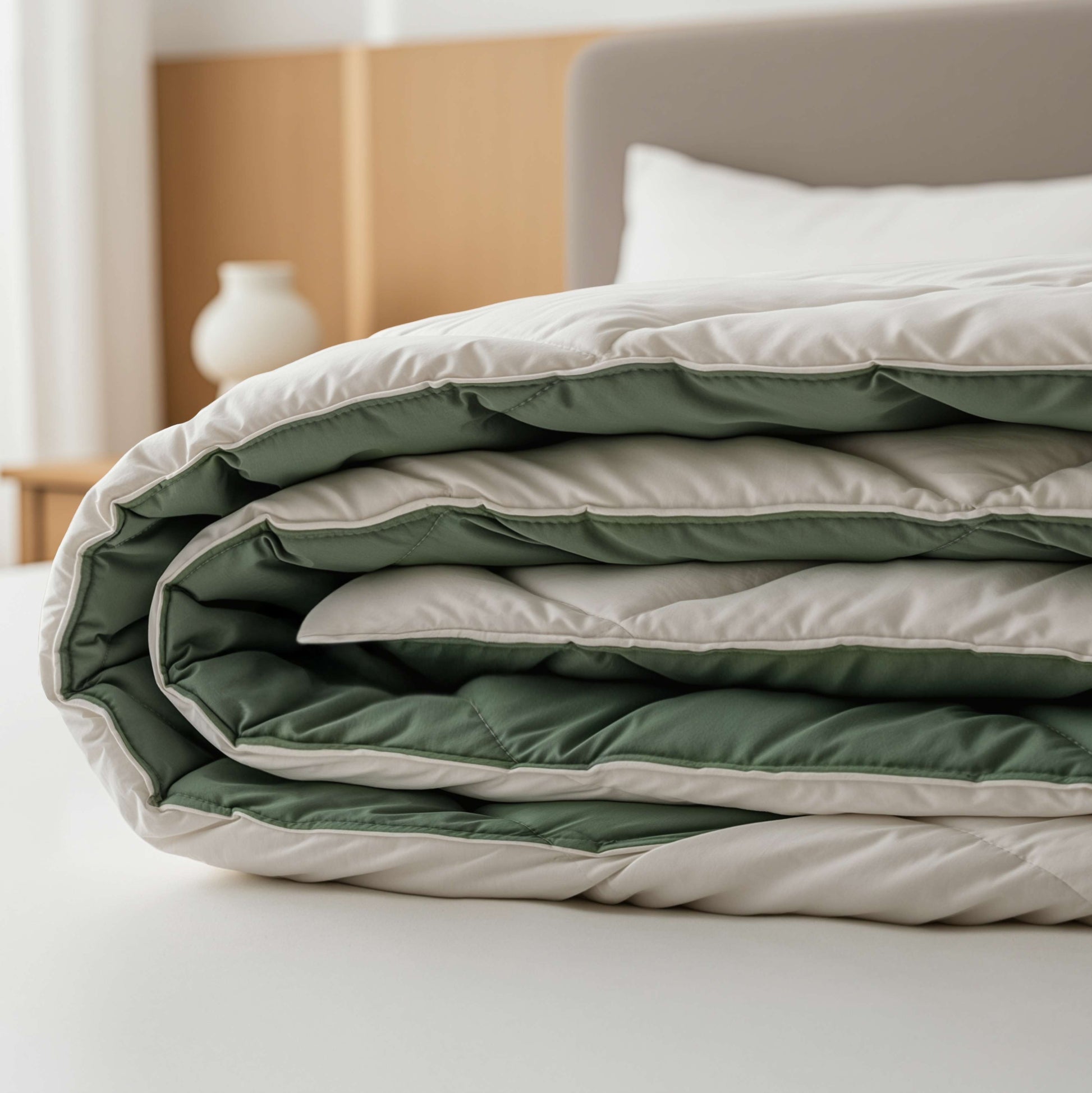 CloudSoft Diamond | Creme/Groen Dekbed en Overtrek in 1!