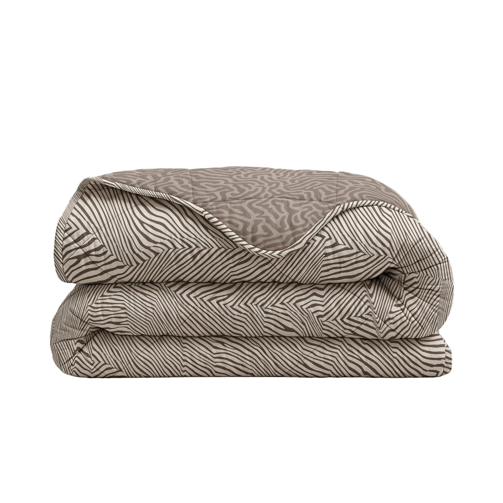 CloudSoft Comfort | Taupe Lijnen Dekbed en Overtrek in 1!