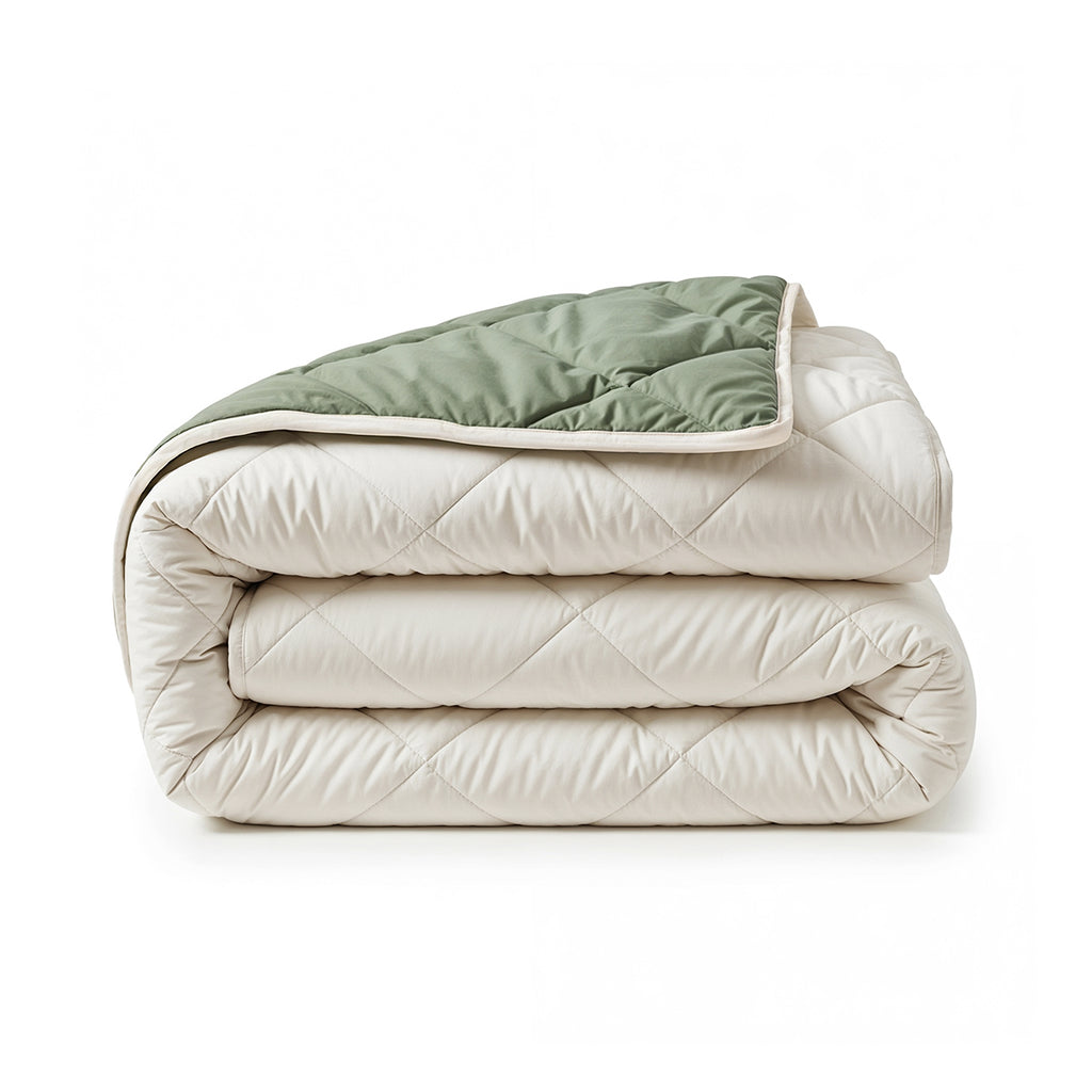 CloudSoft Diamond | Creme/Groen Dekbed en Overtrek in 1!