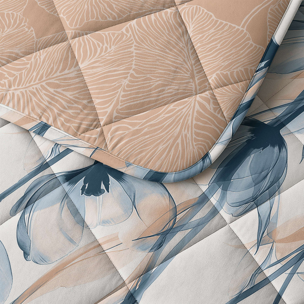 CloudSoft Comfort | Blauwe Bloem Dekbed en Overtrek in 1!