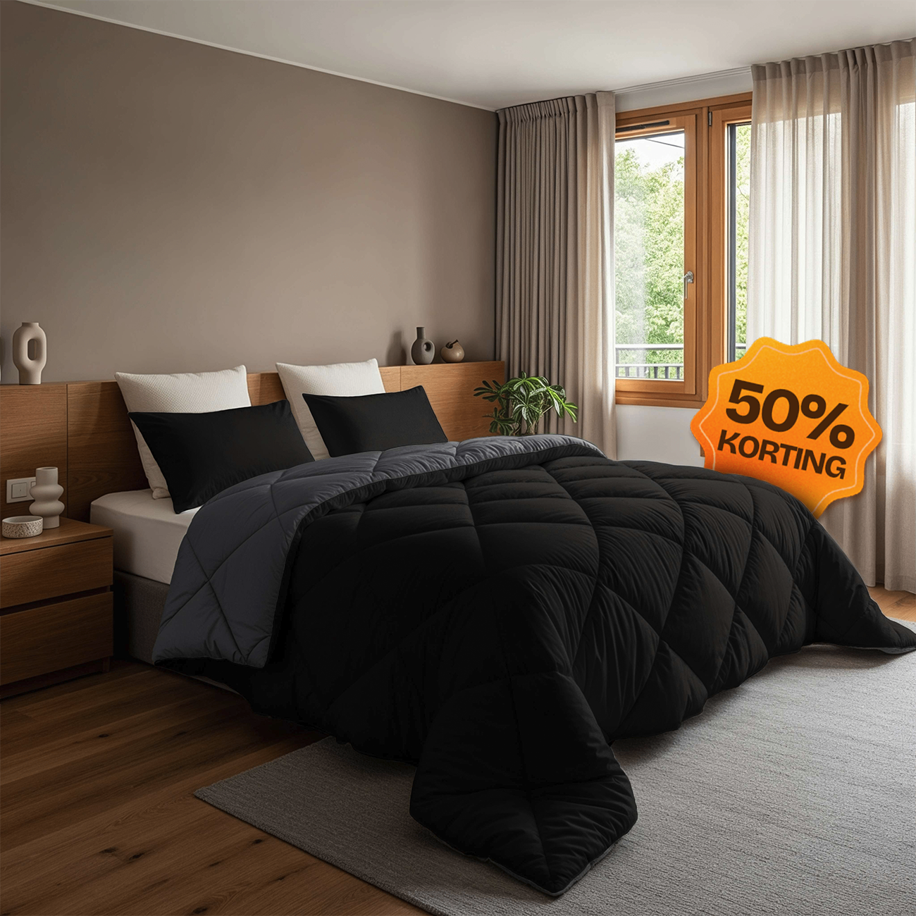 CloudSoft Diamond | Zwart/Antraciet Dekbed en Overtrek in 1!