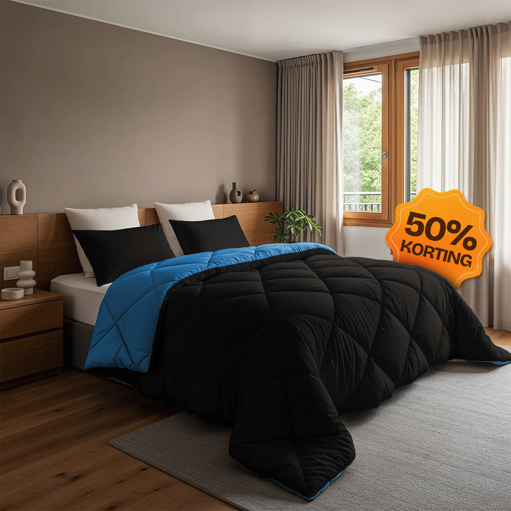 CloudSoft Diamond | Zwart/Zeeblauw Dekbed en Overtrek in 1!