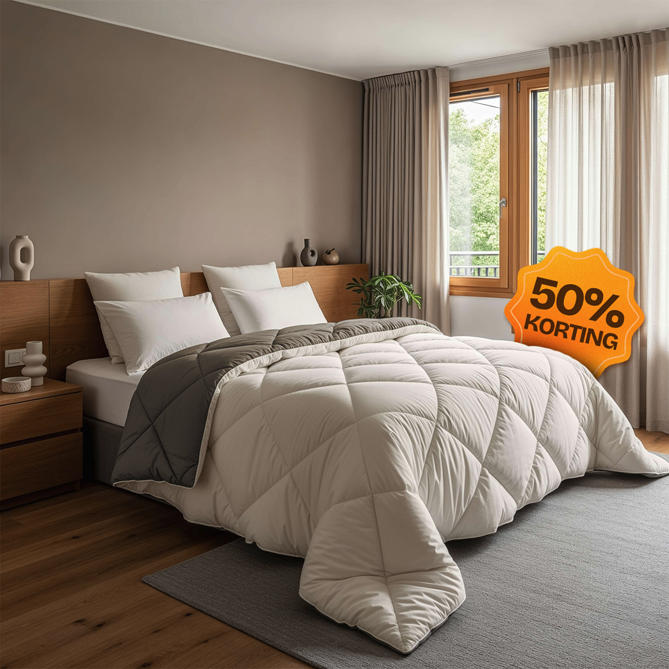 CloudSoft Diamond | Creme/Kaki Dekbed en Overtrek in 1!