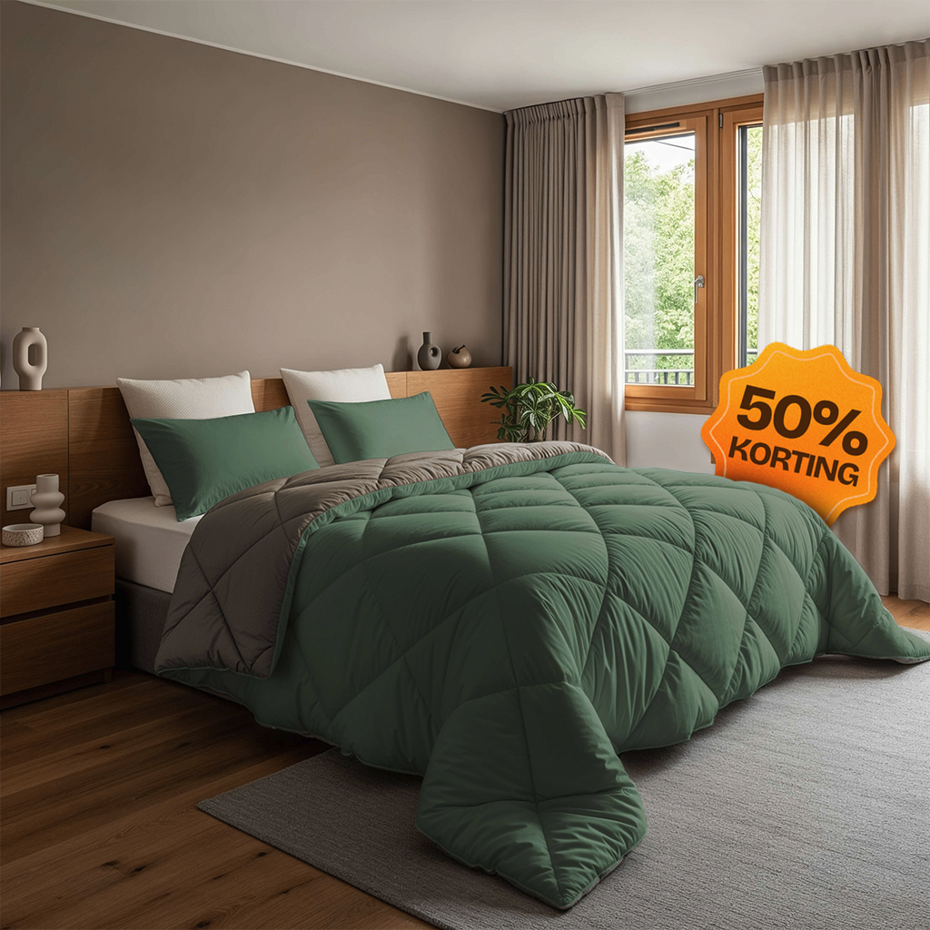 CloudSoft Diamond | Groen/Kaki Dekbed en Overtrek in 1!