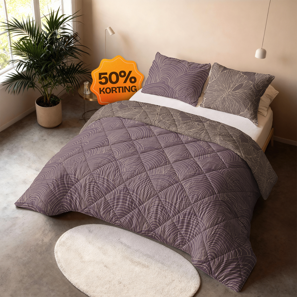 CloudSoft Comfort | Mauve Cirkels Dekbed en Overtrek in 1!