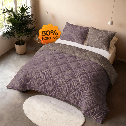CloudSoft Comfort | Mauve Cirkels Dekbed en Overtrek in 1!