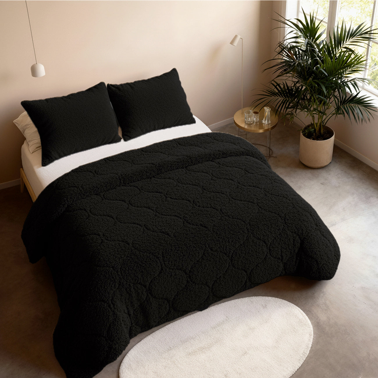 CloudSoft Teddy | Zwart Dekbed en Overtrek in 1!