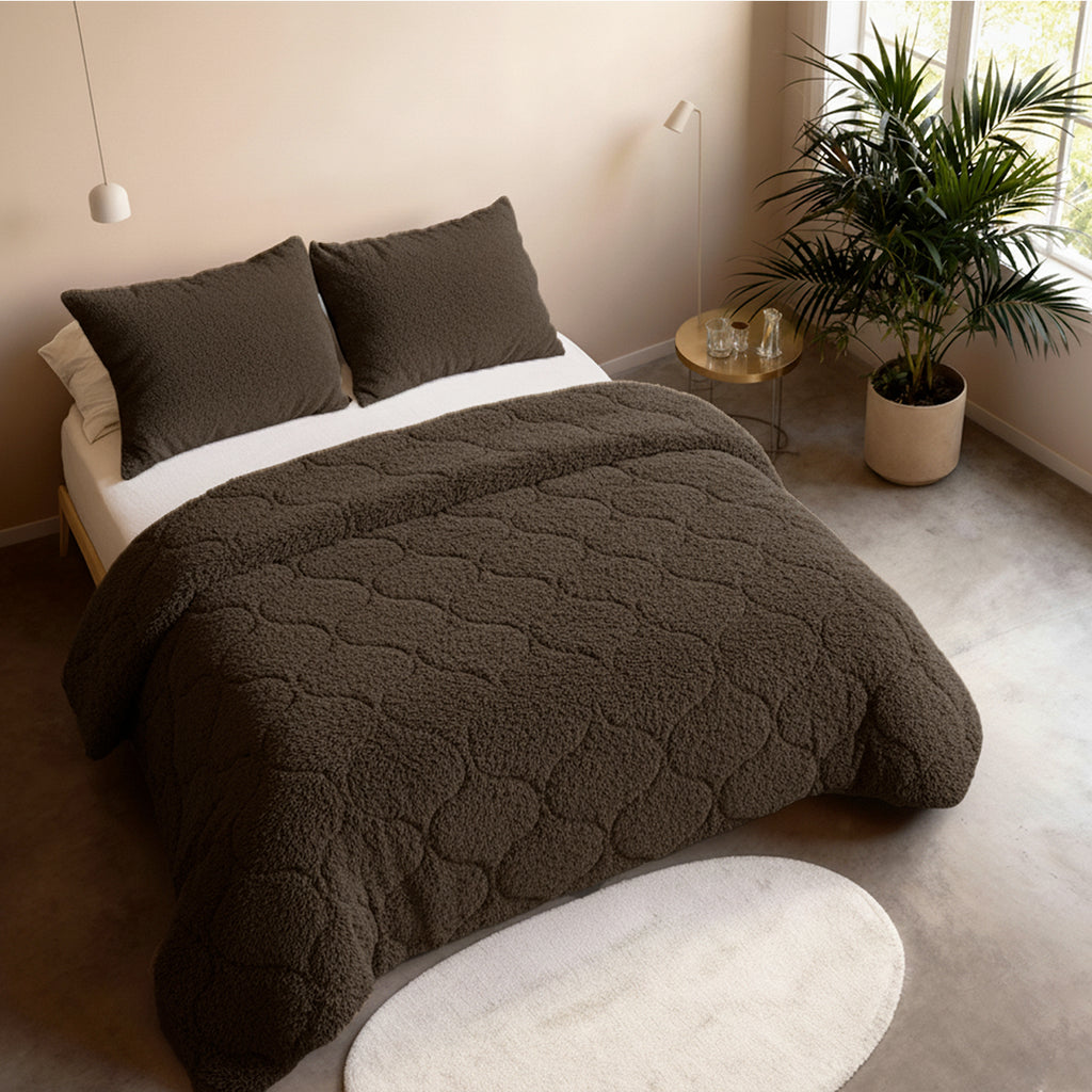 CloudSoft Teddy | Taupe/Grijs Dekbed en Overtrek in 1!