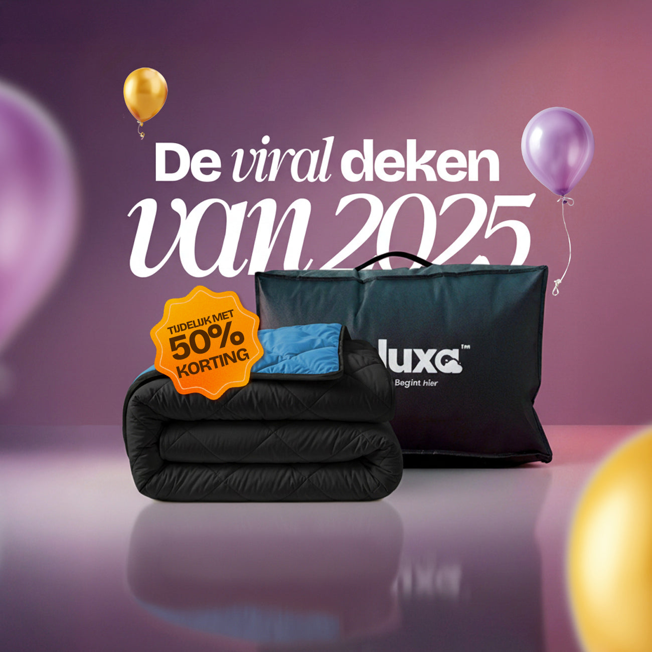 CloudSoft Diamond | Zwart/Zeeblauw Dekbed en Overtrek in 1!